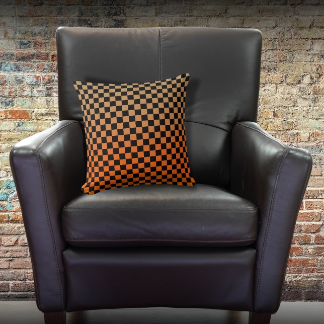 Checkered Orange Sand Sunset Throw Pillow (Creator Uploaded)