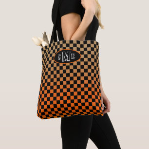 Checkered Orange Sand Sunset Tote Bag