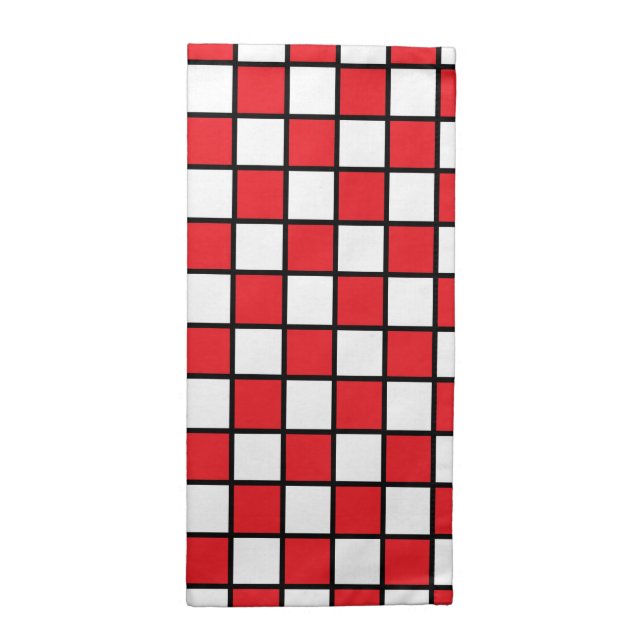 Checkered Outlined Red and Black Cloth Napkin (Half Fold)