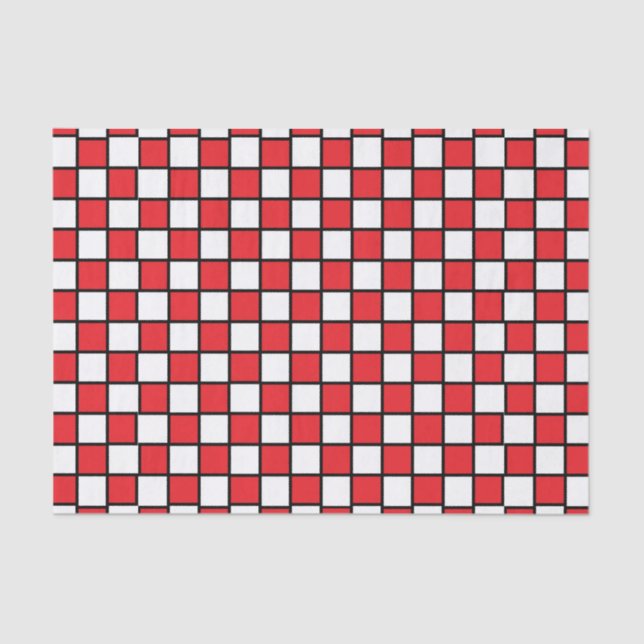 Checkered Outlined Red and Black Tissue Paper (Front)