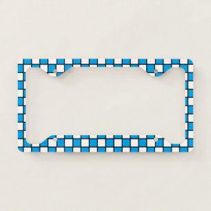 Checkered Outlined Turquoise and Black License Plate Frame