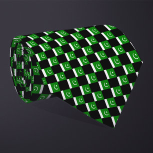 Checkered Pakistan Flag Pattern  Neck Tie