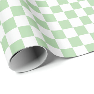Checkered pale green and White Wrapping Paper