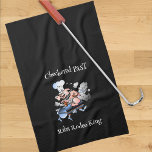 Checkered Past Pig Mascot Griller Blk Custom Kitchen Towel<br><div class="desc">Looking for a fun housewarming gift? Get these funny, pink pig cartoon mascot wearing a black and white checkered scarf, white chef hat, holding a long handled spatula, while sitting on top of a smoking grill with a black background. Personalize with a title and subtitle to make it perfect for...</div>