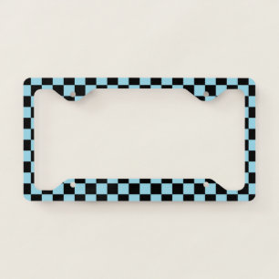Checkered Pastel Blue and Black License Plate Frame