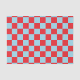 Checkered Pastel Blue and Red Tissue Paper