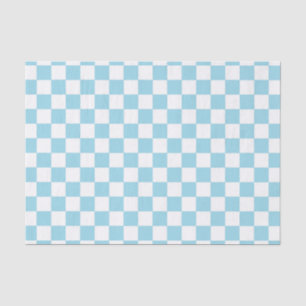 Checkered Pastel Blue and White Tissue Paper