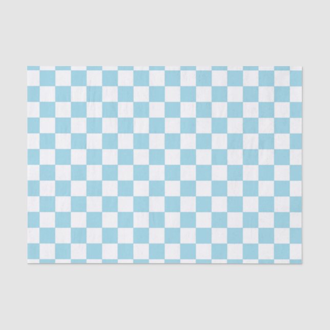 Checkered Pastel Blue and White Tissue Paper (Front)