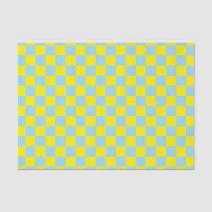 Checkered Pastel Blue and Yellow Tissue Paper
