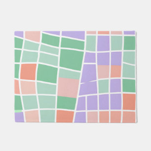 Checkered Pastel Cottagecore Spring Entryway Charm Doormat