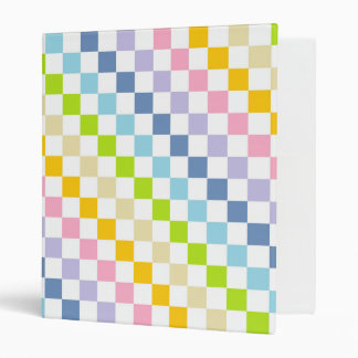 Checkered Pastel Rainbow 3 Ring Binder