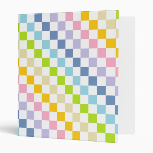 Checkered Pastel Rainbow 3 Ring Binder