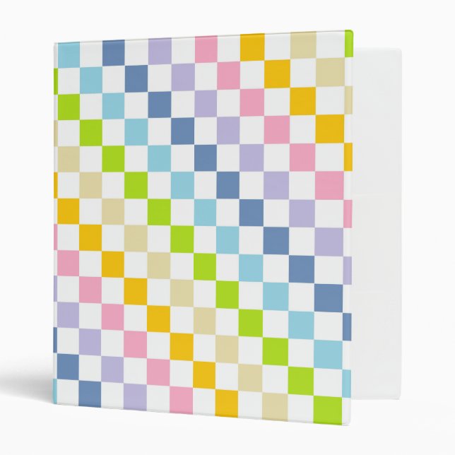 Checkered Pastel Rainbow 3 Ring Binder (Front/Inside)