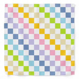 Checkered Pastel Rainbow Bandana