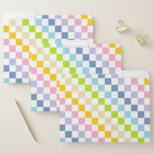 Checkered Pastel Rainbow File Folder
