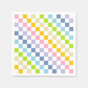 Checkered Pastel Rainbow Napkins
