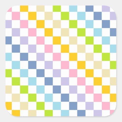 Checkered Pastel Rainbow Square Sticker