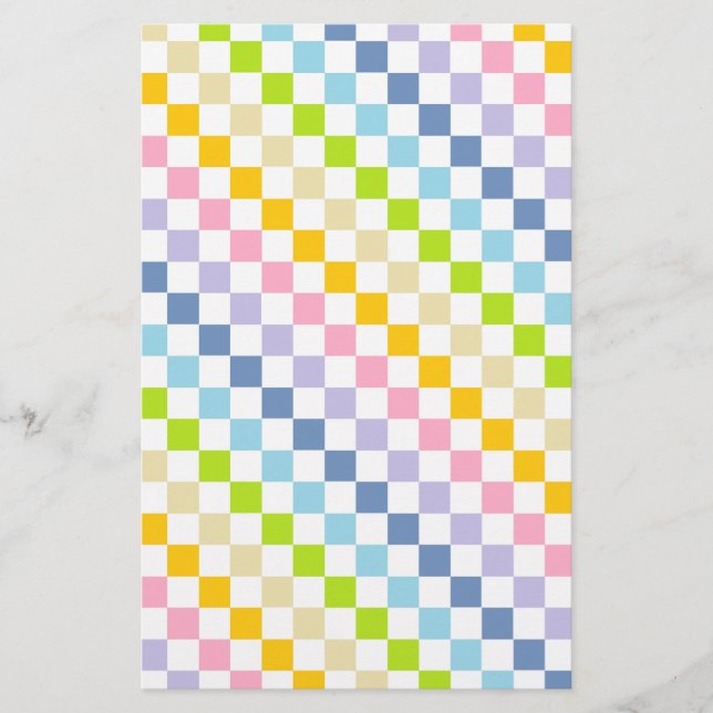 Checkered Pastel Rainbow Stationery (Front)