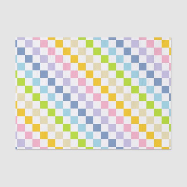 Checkered Pastel Rainbow Tissue Paper (Front)