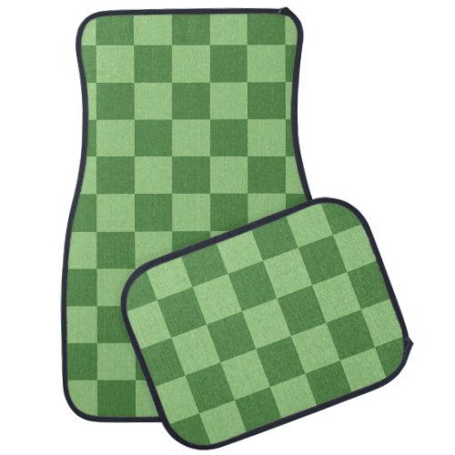 Checkered pastel sage green squares pattern car floor mat