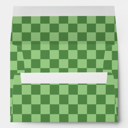 Checkered pastel sage green squares pattern envelope