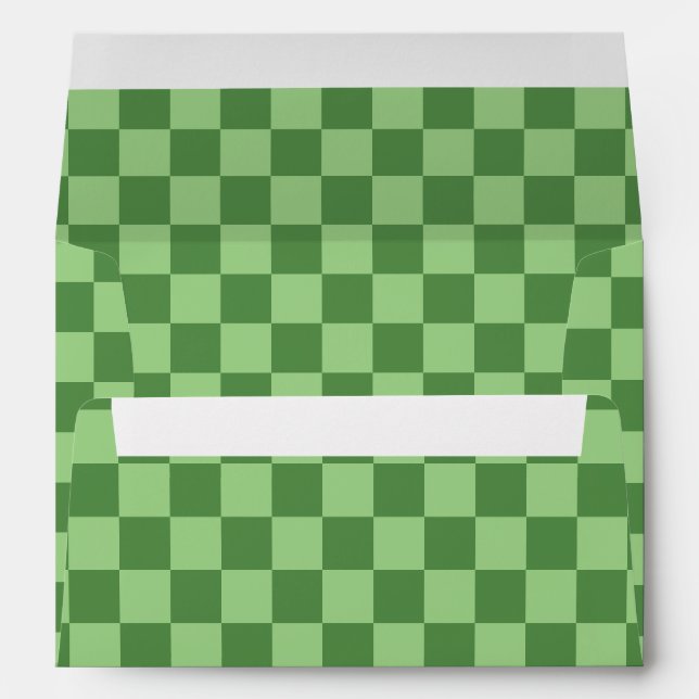 Checkered pastel sage green squares pattern envelope (Back (Bottom))