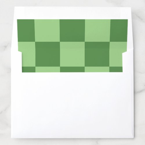 Checkered pastel sage green squares pattern envelope liner