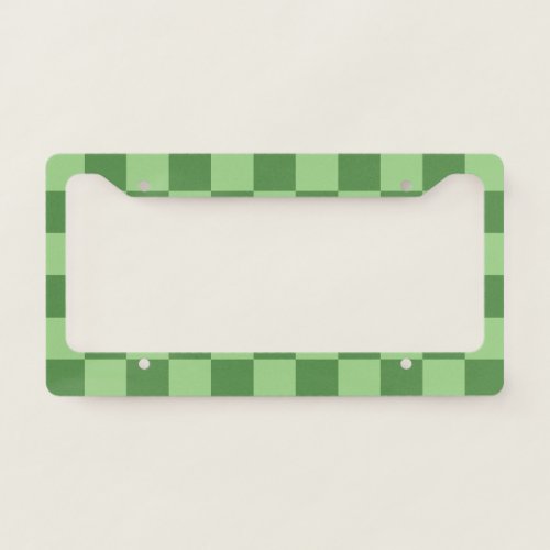 Checkered pastel sage green squares pattern license plate frame