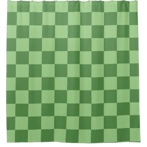 Checkered pastel sage green squares pattern shower curtain