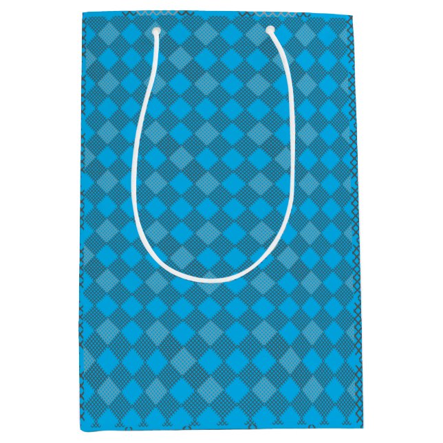 Checkered patches pattern 01 w Lblue BG Medium Gift Bag (Front)