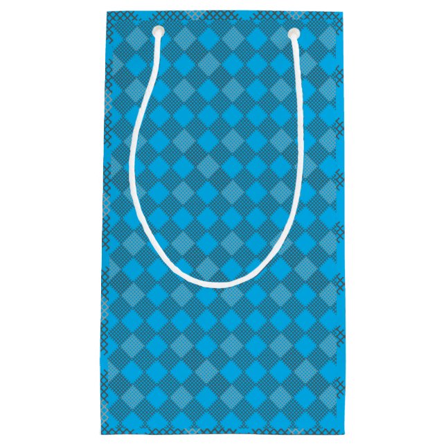 Checkered patches pattern 01 w Lblue BG Small Gift Bag (Front)