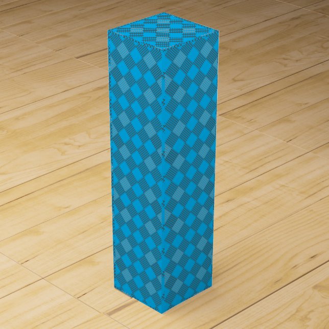Checkered patches pattern 01 w Lblue BG Wine Box (Front)