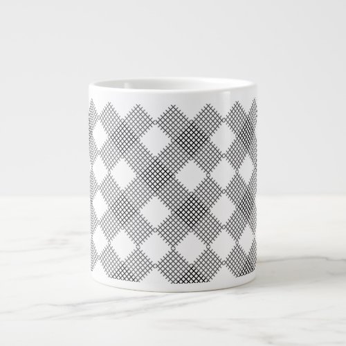 Checkered patches pattern black and white giant coffee mug