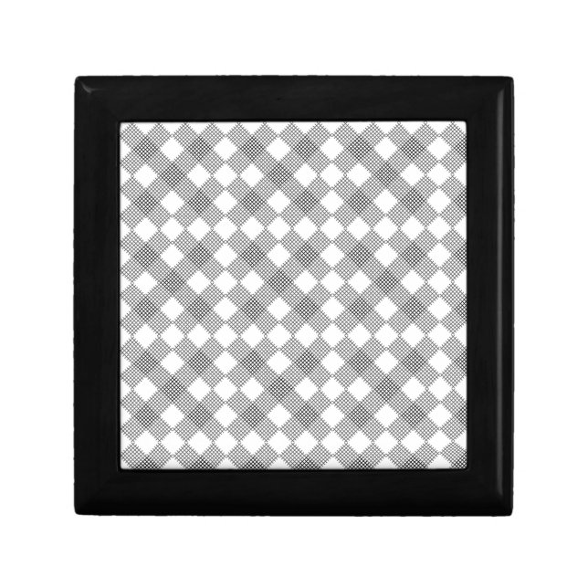 Checkered patches pattern black and white  gift box (Front)