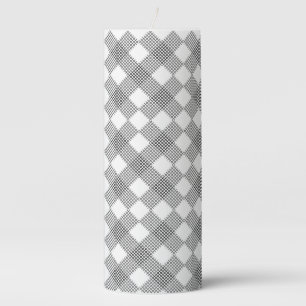 Checkered patches pattern black and white pillar candle