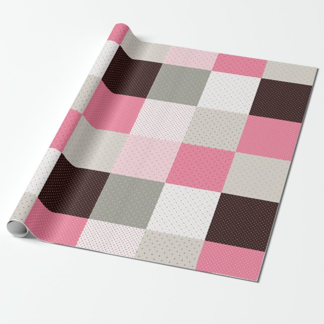 Checkered Patchwork Pattern Wrapping Paper (Unrolled)