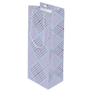 Checkered Pattern.08W LBlue BG Wine Gift Bag