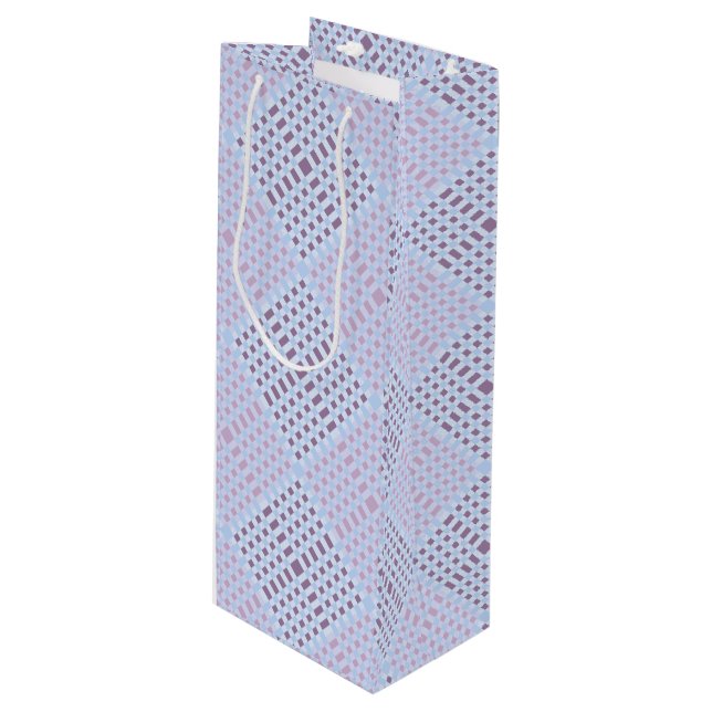 Checkered Pattern.08W LBlue BG Wine Gift Bag (Front Angled)