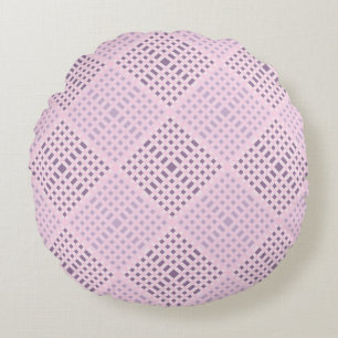 Checkered Pattern.08W Lpink BG Round Pillow