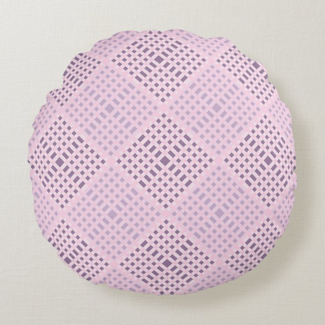 Checkered Pattern.08W Lpink BG Round Pillow (Front)