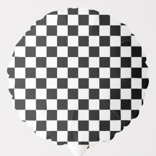 Checkered Pattern Black & White Balloon