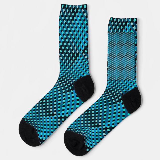 Checkered pattern C01.Green.Blue Black BG Socks (Left)