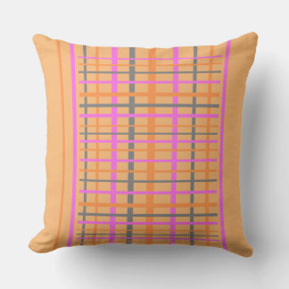 Checkered Pattern Cust. Orange Throw Pillow