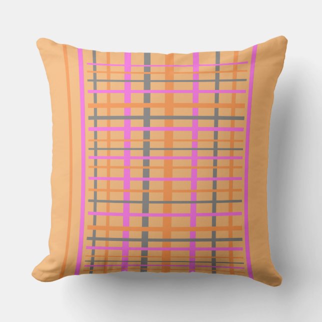 Checkered Pattern Cust. Orange Throw Pillow (Front)