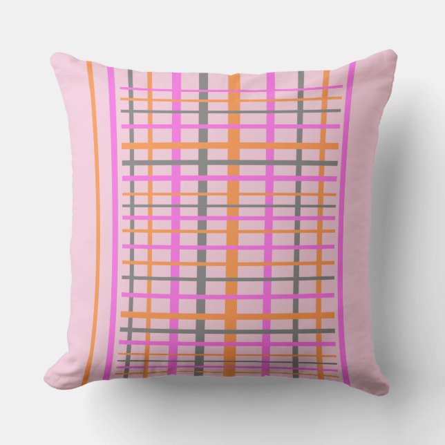 Checkered Pattern Cust. Pink Throw Pillow (Front)