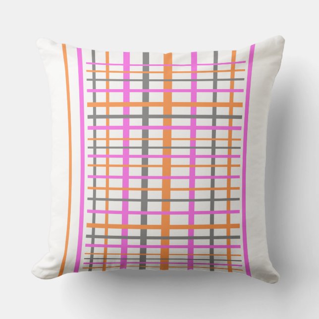 Checkered Pattern Cust. White Throw Pillow (Front)