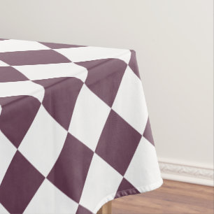 Checkered Pattern Dark Rose Pink White Retro Chic Tablecloth