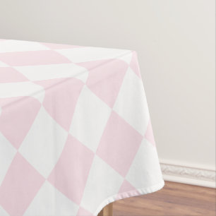 Checkered Pattern Girly Pink White Dining Table Tablecloth