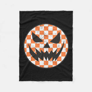Checkered Pattern Halloween Face Trendy Kids Fleece Blanket