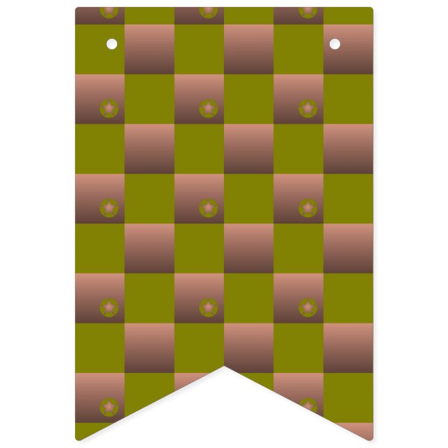 Checkered pattern in brown and olive green bunting flags (First Flag)